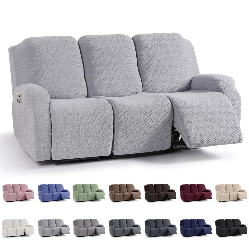 Recliner Covers, Stretch Reclining Chair Covers, Recliner Sofa Slipcovers Stripe Jacquard Recliner Couch Covers Furniture Protector Covers for Pet Kid