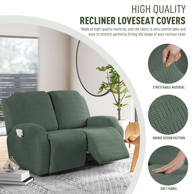 Recliner Covers, Stretch Reclining Chair Covers, Recliner Sofa Slipcovers Stripe Jacquard Recliner Couch Covers Furniture Protector Covers for Pet Kid