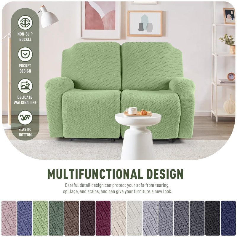 Recliner Covers, Stretch Reclining Chair Covers, Recliner Sofa Slipcovers Stripe Jacquard Recliner Couch Covers Furniture Protector Covers for Pet Kid