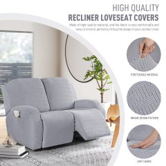 Recliner Covers, Stretch Reclining Chair Covers, Recliner Sofa Slipcovers Stripe Jacquard Recliner Couch Covers Furniture Protector Covers for Pet Kid