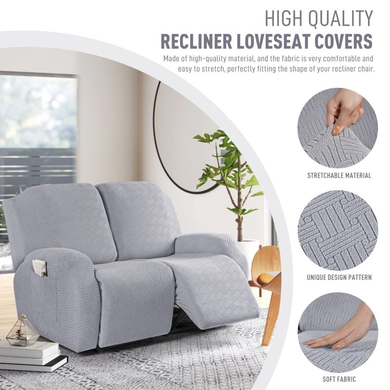 Recliner Covers, Stretch Reclining Chair Covers, Recliner Sofa Slipcovers Stripe Jacquard Recliner Couch Covers Furniture Protector Covers for Pet Kid