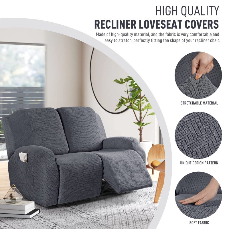 Recliner Covers, Stretch Reclining Chair Covers, Recliner Sofa Slipcovers Stripe Jacquard Recliner Couch Covers Furniture Protector Covers for Pet Kid