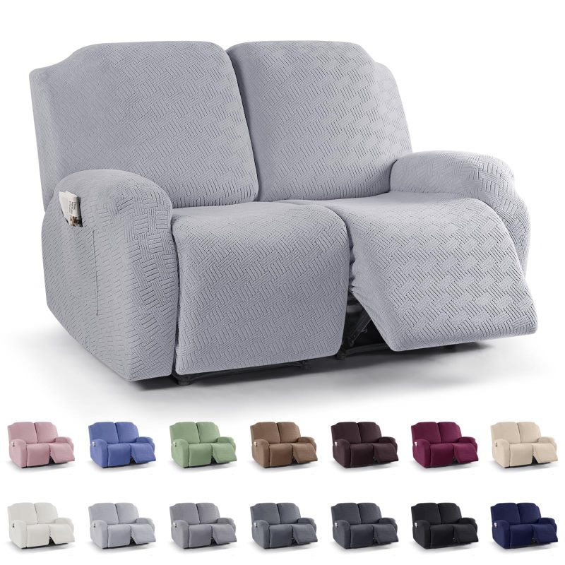 Recliner Covers, Stretch Reclining Chair Covers, Recliner Sofa Slipcovers Stripe Jacquard Recliner Couch Covers Furniture Protector Covers for Pet Kid