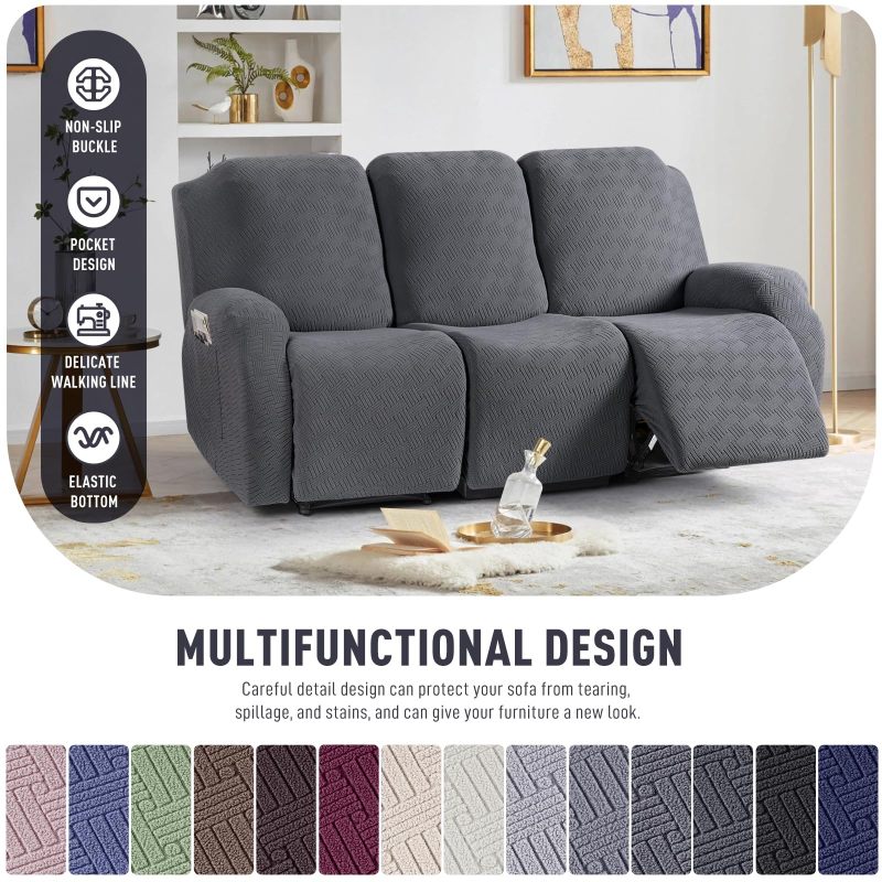 Recliner Covers, Stretch Reclining Chair Covers, Recliner Sofa Slipcovers Stripe Jacquard Recliner Couch Covers Furniture Protector Covers for Pet Kid