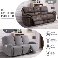 Recliner Covers, Stretch Reclining Chair Covers, Recliner Sofa Slipcovers Stripe Jacquard Recliner Couch Covers Furniture Protector Covers for Pet Kid