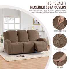 改KinCam Recliner Covers, Stretch Reclining Chair Covers, Recliner Sofa Slipcovers Stripe Jacquard Recliner Couch Covers Furniture Protector Covers for Pet Kid (1 Seater, Dark Gray)