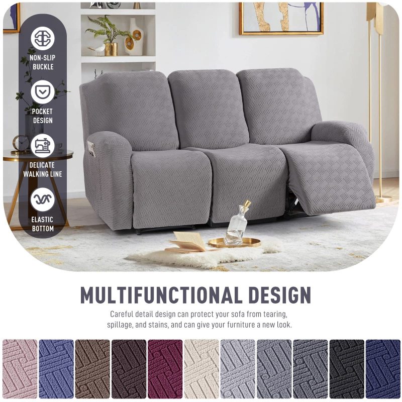Recliner Covers, Stretch Reclining Chair Covers, Recliner Sofa Slipcovers Stripe Jacquard Recliner Couch Covers Furniture Protector Covers for Pet Kid