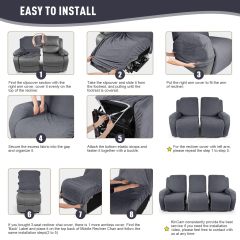Recliner Covers, Stretch Reclining Chair Covers, Recliner Sofa Slipcovers Stripe Jacquard Recliner Couch Covers Furniture Protector Covers for Pet Kid