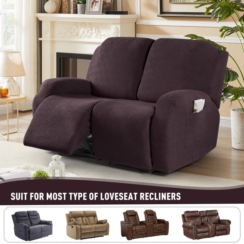 Recliner Covers, Stretch Reclining Chair Covers, Recliner Sofa Slipcovers Stripe Jacquard Recliner Couch Covers Furniture Protector Covers for Pet Kid
