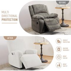 Recliner Covers, Stretch Reclining Chair Covers, Recliner Sofa Slipcovers Stripe Jacquard Recliner Couch Covers Furniture Protector Covers for Pet Kid