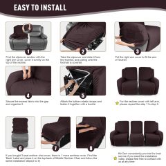 Recliner Covers, Stretch Reclining Chair Covers, Recliner Sofa Slipcovers Stripe Jacquard Recliner Couch Covers Furniture Protector Covers for Pet Kid