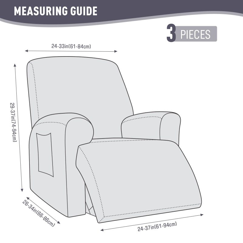 Recliner Covers, Stretch Reclining Chair Covers, Recliner Sofa Slipcovers Stripe Jacquard Recliner Couch Covers Furniture Protector Covers for Pet Kid