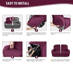 Recliner Covers, Stretch Reclining Chair Covers, Recliner Sofa Slipcovers Stripe Jacquard Recliner Couch Covers Furniture Protector Covers for Pet Kid