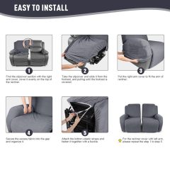 Recliner Covers, Stretch Reclining Chair Covers, Recliner Sofa Slipcovers Stripe Jacquard Recliner Couch Covers Furniture Protector Covers for Pet Kid