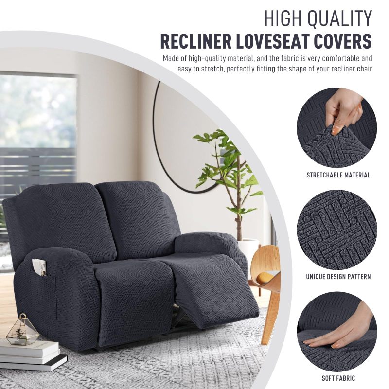 Recliner Covers, Stretch Reclining Chair Covers, Recliner Sofa Slipcovers Stripe Jacquard Recliner Couch Covers Furniture Protector Covers for Pet Kid