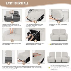 Recliner Covers, Stretch Reclining Chair Covers, Recliner Sofa Slipcovers Stripe Jacquard Recliner Couch Covers Furniture Protector Covers for Pet Kid