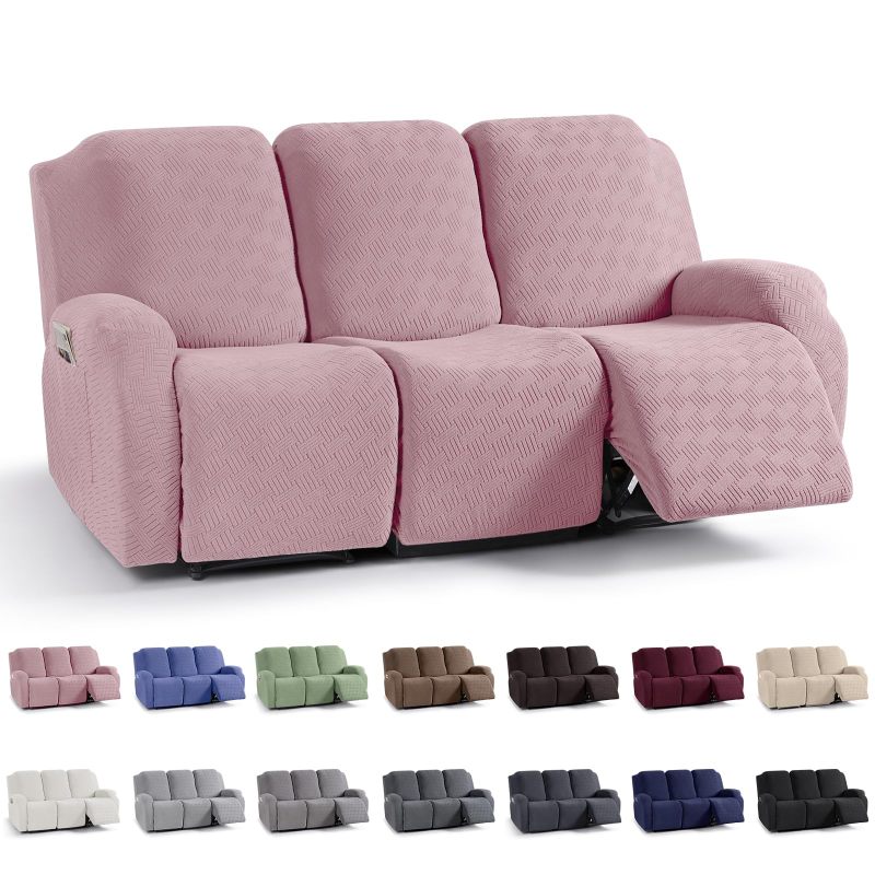 Recliner Covers, Stretch Reclining Chair Covers, Recliner Sofa Slipcovers Stripe Jacquard Recliner Couch Covers Furniture Protector Covers for Pet Kid