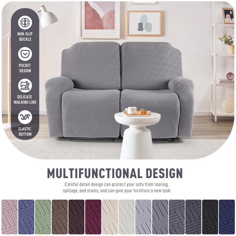 Recliner Covers, Stretch Reclining Chair Covers, Recliner Sofa Slipcovers Stripe Jacquard Recliner Couch Covers Furniture Protector Covers for Pet Kid