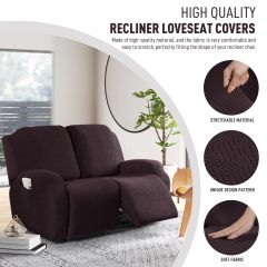 Recliner Covers, Stretch Reclining Chair Covers, Recliner Sofa Slipcovers Stripe Jacquard Recliner Couch Covers Furniture Protector Covers for Pet Kid