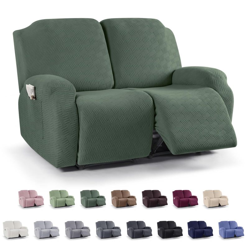 Recliner Covers, Stretch Reclining Chair Covers, Recliner Sofa Slipcovers Stripe Jacquard Recliner Couch Covers Furniture Protector Covers for Pet Kid