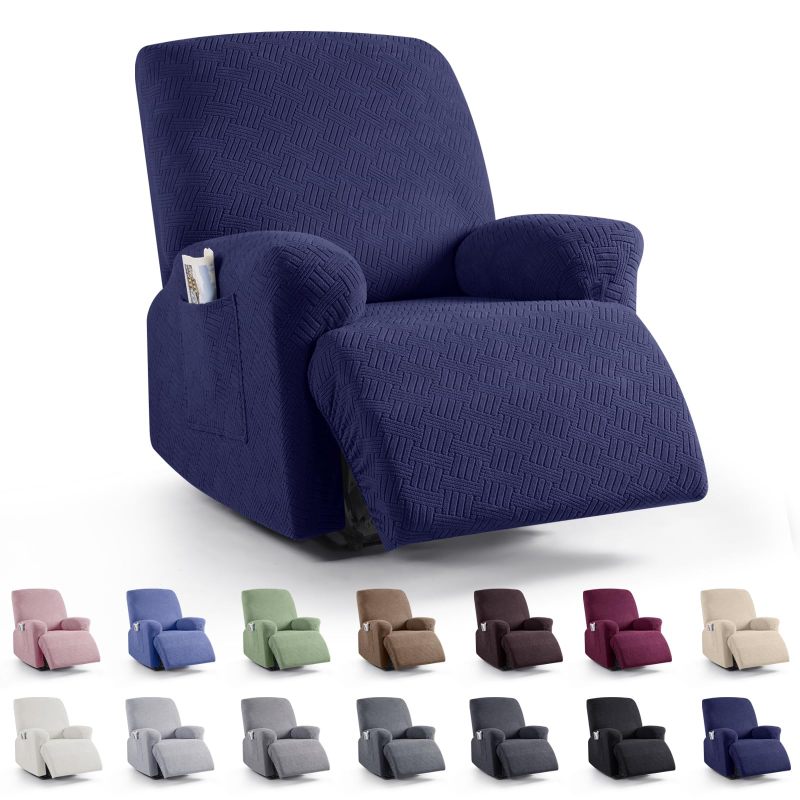 Recliner Covers, Stretch Reclining Chair Covers, Recliner Sofa Slipcovers Stripe Jacquard Recliner Couch Covers Furniture Protector Covers for Pet Kid