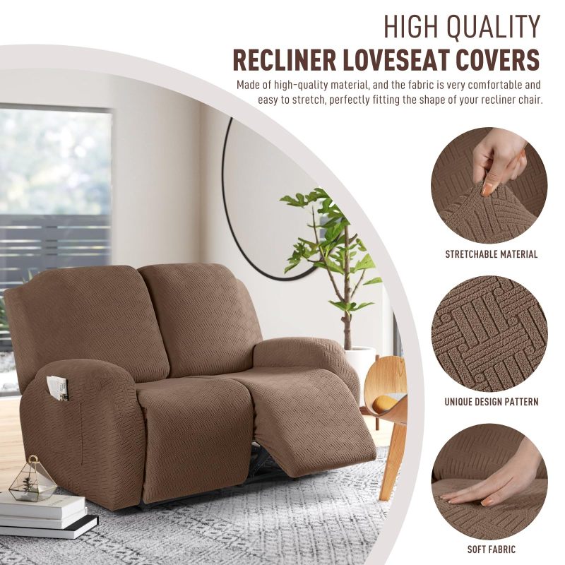 Recliner Covers, Stretch Reclining Chair Covers, Recliner Sofa Slipcovers Stripe Jacquard Recliner Couch Covers Furniture Protector Covers for Pet Kid