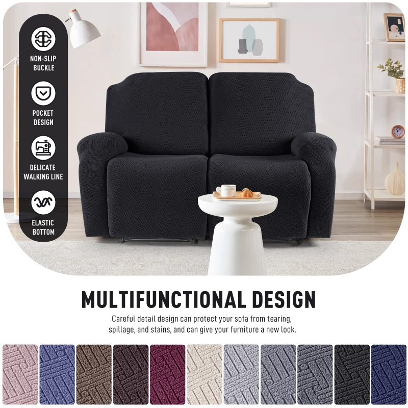 Recliner Covers, Stretch Reclining Chair Covers, Recliner Sofa Slipcovers Stripe Jacquard Recliner Couch Covers Furniture Protector Covers for Pet Kid