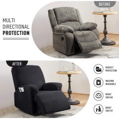 Recliner Covers, Stretch Reclining Chair Covers, Recliner Sofa Slipcovers Stripe Jacquard Recliner Couch Covers Furniture Protector Covers for Pet Kid