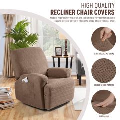Recliner Covers, Stretch Reclining Chair Covers, Recliner Sofa Slipcovers Stripe Jacquard Recliner Couch Covers Furniture Protector Covers for Pet Kid