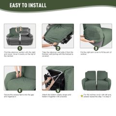 Recliner Covers, Stretch Reclining Chair Covers, Recliner Sofa Slipcovers Stripe Jacquard Recliner Couch Covers Furniture Protector Covers for Pet Kid
