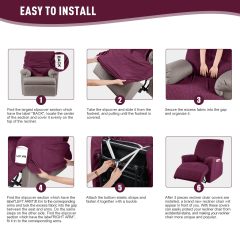 Recliner Covers, Stretch Reclining Chair Covers, Recliner Sofa Slipcovers Stripe Jacquard Recliner Couch Covers Furniture Protector Covers for Pet Kid
