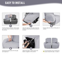 Recliner Covers, Stretch Reclining Chair Covers, Recliner Sofa Slipcovers Stripe Jacquard Recliner Couch Covers Furniture Protector Covers for Pet Kid