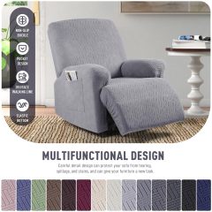 Recliner Covers, Stretch Reclining Chair Covers, Recliner Sofa Slipcovers Stripe Jacquard Recliner Couch Covers Furniture Protector Covers for Pet Kid