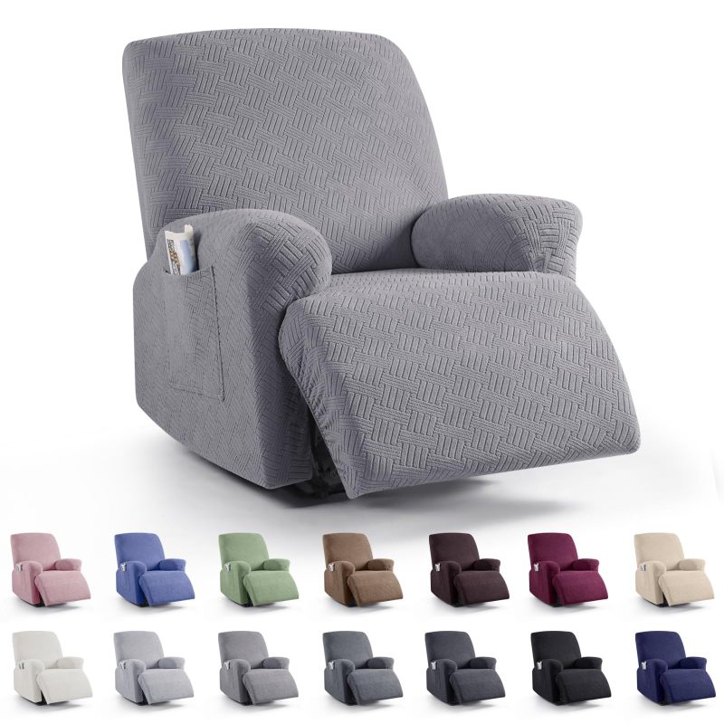 Recliner Covers, Stretch Reclining Chair Covers, Recliner Sofa Slipcovers Stripe Jacquard Recliner Couch Covers Furniture Protector Covers for Pet Kid