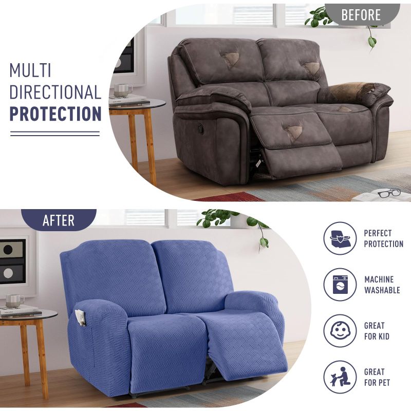 Recliner Covers, Stretch Reclining Chair Covers, Recliner Sofa Slipcovers Stripe Jacquard Recliner Couch Covers Furniture Protector Covers for Pet Kid