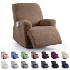改KinCam Recliner Covers, Stretch Reclining Chair Covers, Recliner Sofa Slipcovers Stripe Jacquard Recliner Couch Covers Furniture Protector Covers for Pet Kid (1 Seater, Dark Gray)