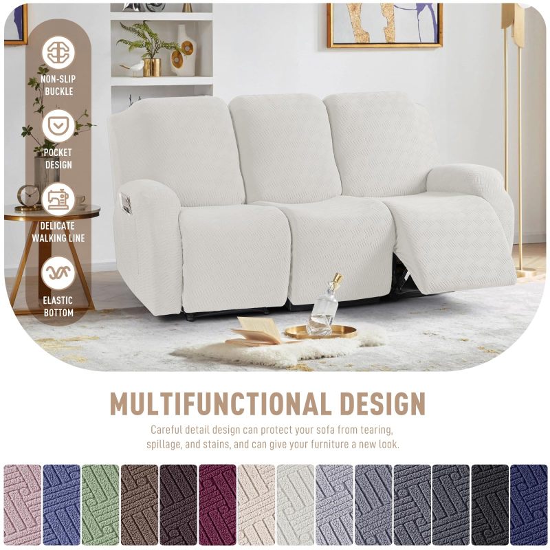 Recliner Covers, Stretch Reclining Chair Covers, Recliner Sofa Slipcovers Stripe Jacquard Recliner Couch Covers Furniture Protector Covers for Pet Kid