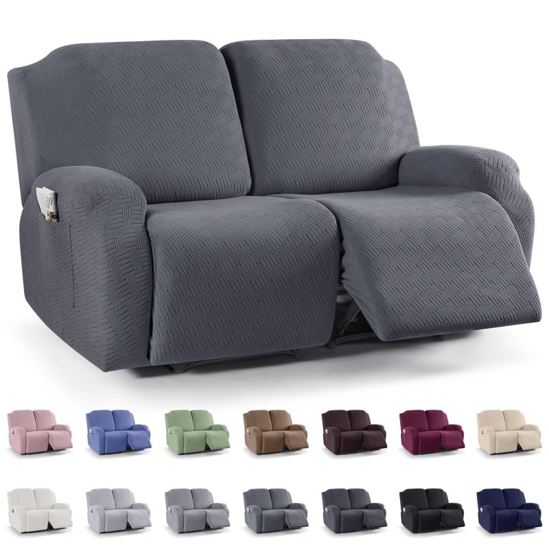 Recliner Covers, Stretch Reclining Chair Covers, Recliner Sofa Slipcovers Stripe Jacquard Recliner Couch Covers Furniture Protector Covers for Pet Kid