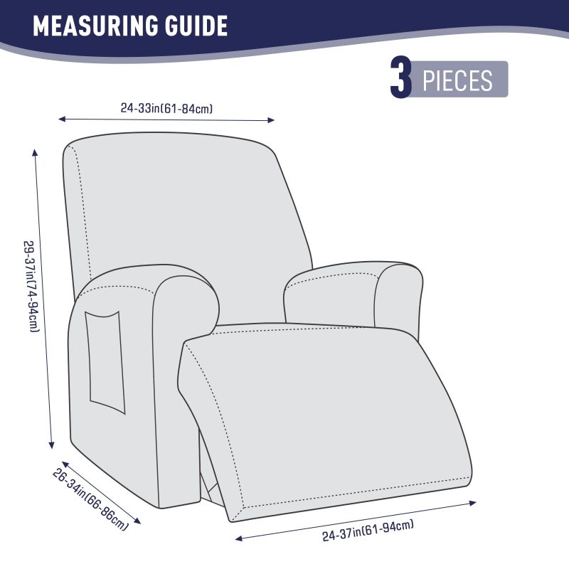 Recliner Covers, Stretch Reclining Chair Covers, Recliner Sofa Slipcovers Stripe Jacquard Recliner Couch Covers Furniture Protector Covers for Pet Kid