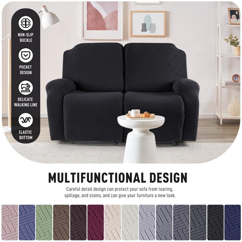 Recliner Covers, Stretch Reclining Chair Covers, Recliner Sofa Slipcovers Stripe Jacquard Recliner Couch Covers Furniture Protector Covers for Pet Kid