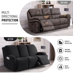 Recliner Covers, Stretch Reclining Chair Covers, Recliner Sofa Slipcovers Stripe Jacquard Recliner Couch Covers Furniture Protector Covers for Pet Kid