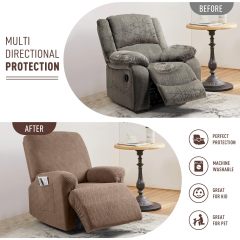 Recliner Covers, Stretch Reclining Chair Covers, Recliner Sofa Slipcovers Stripe Jacquard Recliner Couch Covers Furniture Protector Covers for Pet Kid