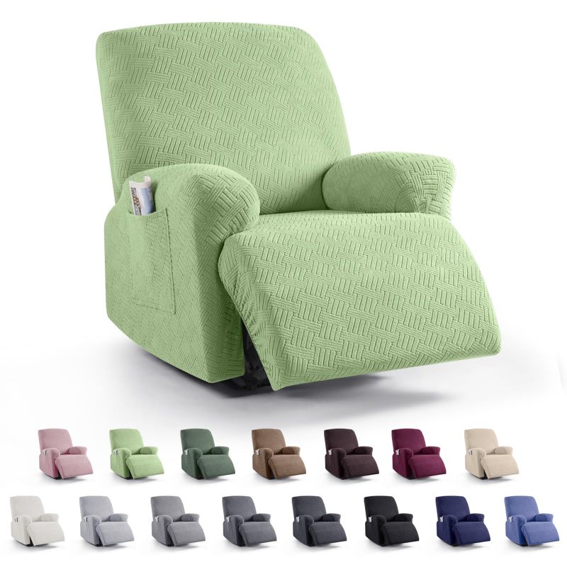 Recliner Covers, Stretch Reclining Chair Covers, Recliner Sofa Slipcovers Stripe Jacquard Recliner Couch Covers Furniture Protector Covers for Pet Kid