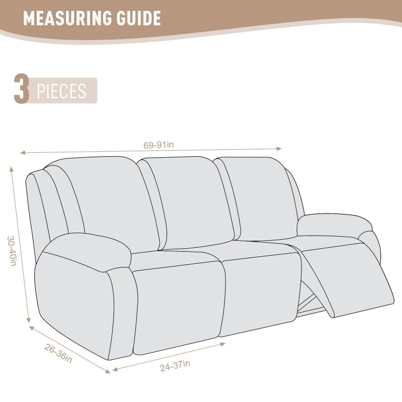 Recliner Covers, Stretch Reclining Chair Covers, Recliner Sofa Slipcovers Stripe Jacquard Recliner Couch Covers Furniture Protector Covers for Pet Kid