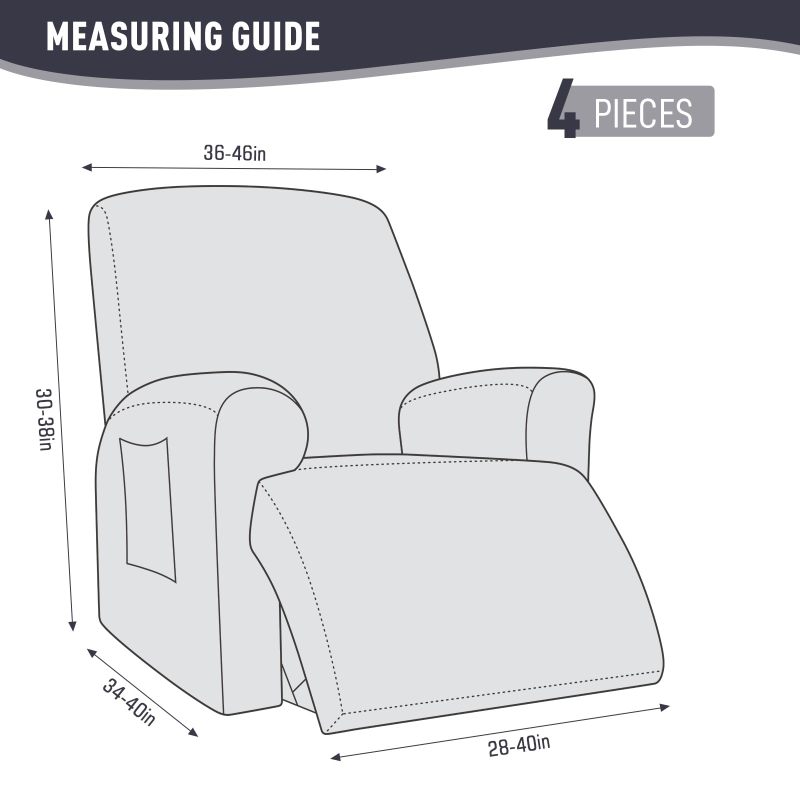 Recliner Covers, Stretch Reclining Chair Covers, Recliner Sofa Slipcovers Stripe Jacquard Recliner Couch Covers Furniture Protector Covers for Pet Kid