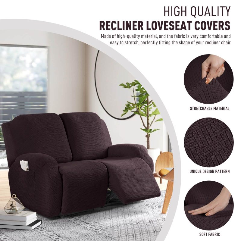 Recliner Covers, Stretch Reclining Chair Covers, Recliner Sofa Slipcovers Stripe Jacquard Recliner Couch Covers Furniture Protector Covers for Pet Kid