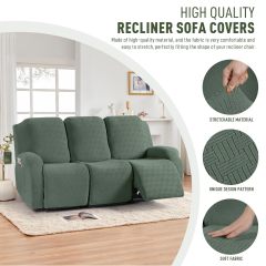 Recliner Covers, Stretch Reclining Chair Covers, Recliner Sofa Slipcovers Stripe Jacquard Recliner Couch Covers Furniture Protector Covers for Pet Kid