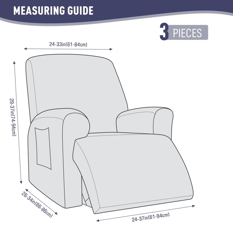 Recliner Covers, Stretch Reclining Chair Covers, Recliner Sofa Slipcovers Stripe Jacquard Recliner Couch Covers Furniture Protector Covers for Pet Kid