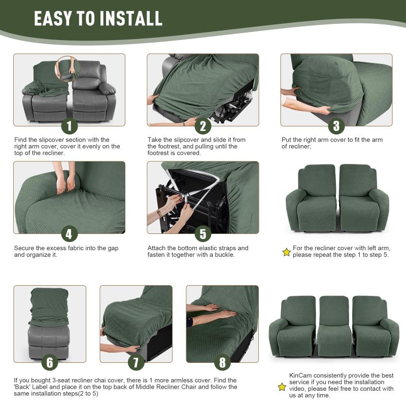 Recliner Covers, Stretch Reclining Chair Covers, Recliner Sofa Slipcovers Stripe Jacquard Recliner Couch Covers Furniture Protector Covers for Pet Kid