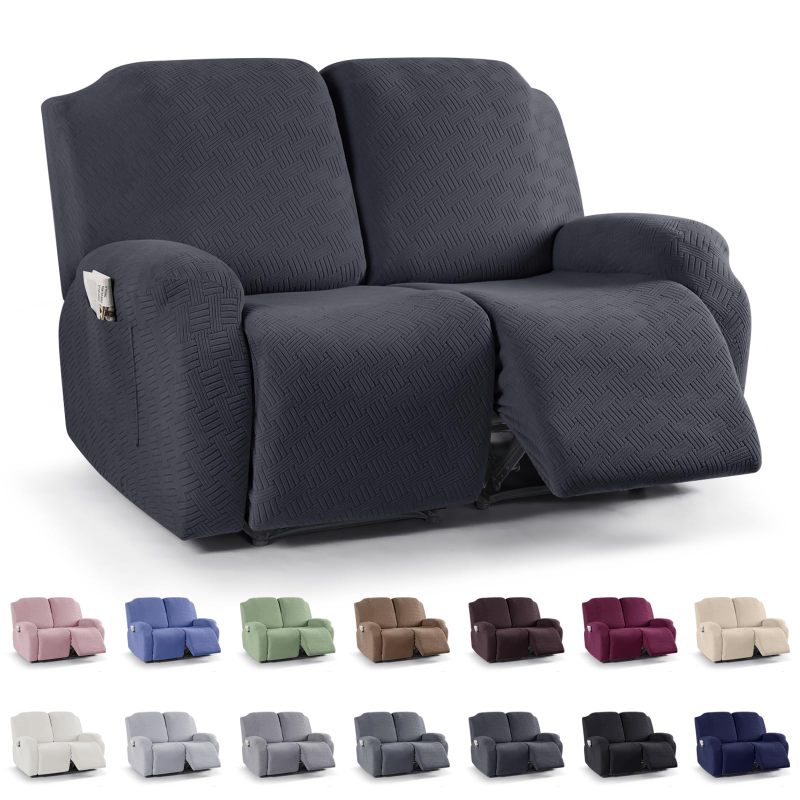 Recliner Covers, Stretch Reclining Chair Covers, Recliner Sofa Slipcovers Stripe Jacquard Recliner Couch Covers Furniture Protector Covers for Pet Kid